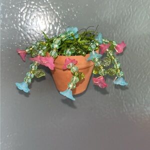 **SOLD OUT** Beaded Flower Pot Decor “Forever” Plant Fridge Magnet